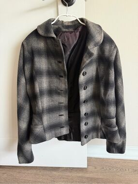 Vintage Kennie Original Grey Plaid Button-up Black Jacket